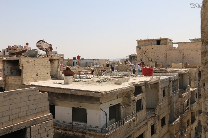 گزارشی از یک صبح آفتابی در مناطق جنگ زده ریف دمشق + تصاویر