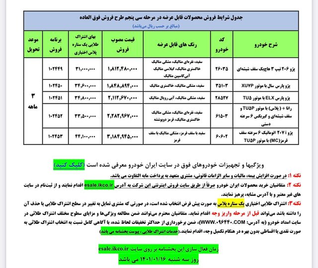 فروش ۲ محصول ایران خودرو در نخستین فروش فوق‌العاده ۱۴۰۱