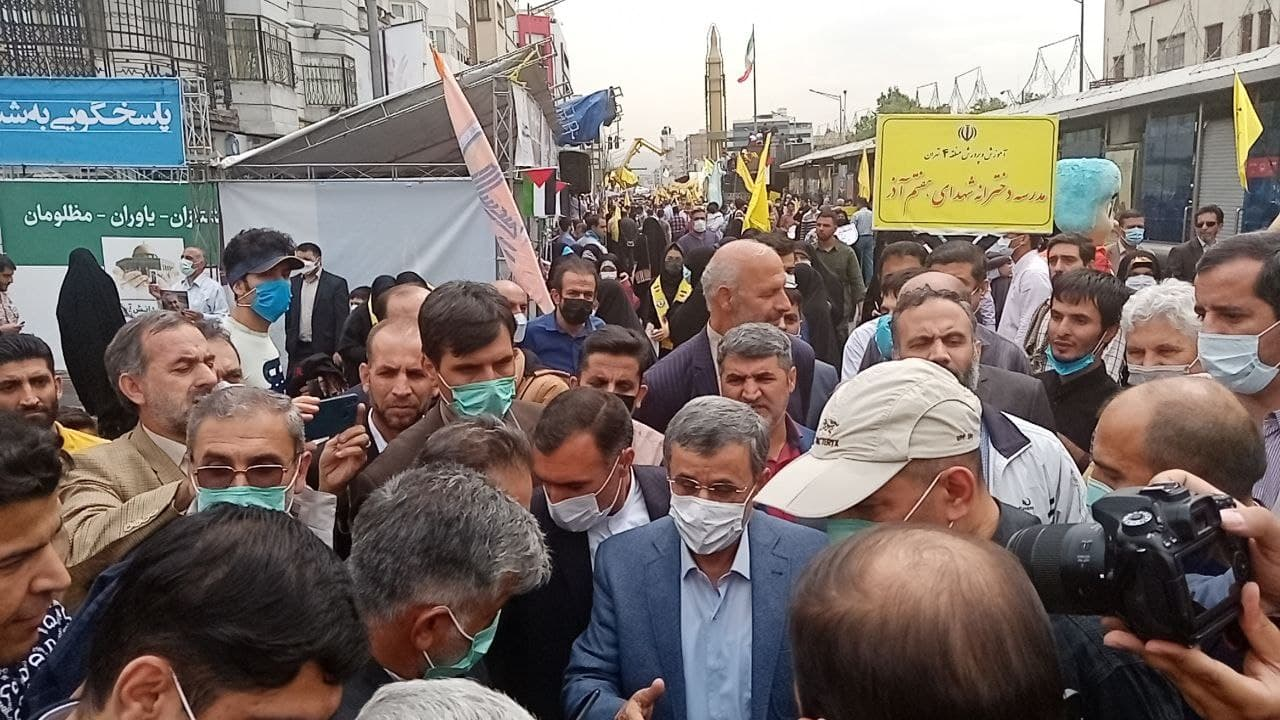 عکس/ محمود احمدی نژاد در راهپیمایی روز قدس