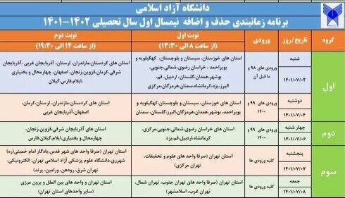 آغاز مهلت حذف و اضافه دانشجویان دانشگاه آزاد