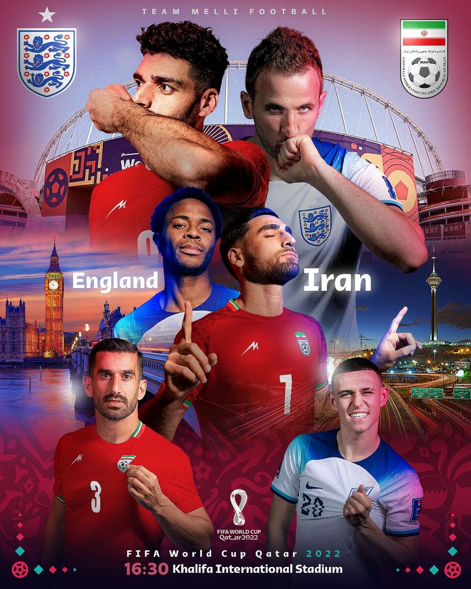 عکس| پوستر فدراسیون برای بازی ایران - انگلیس