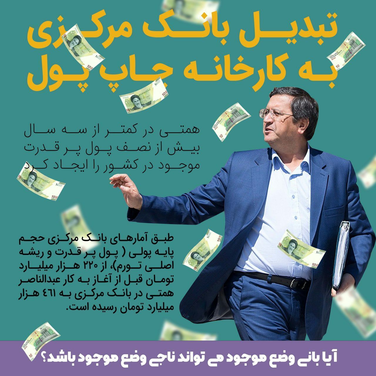 بازخوانی کارنامه درخشان آقای همتی! مرد اینروزهای اقتصاددان / همتی نگران تورم 40 درصدی است!