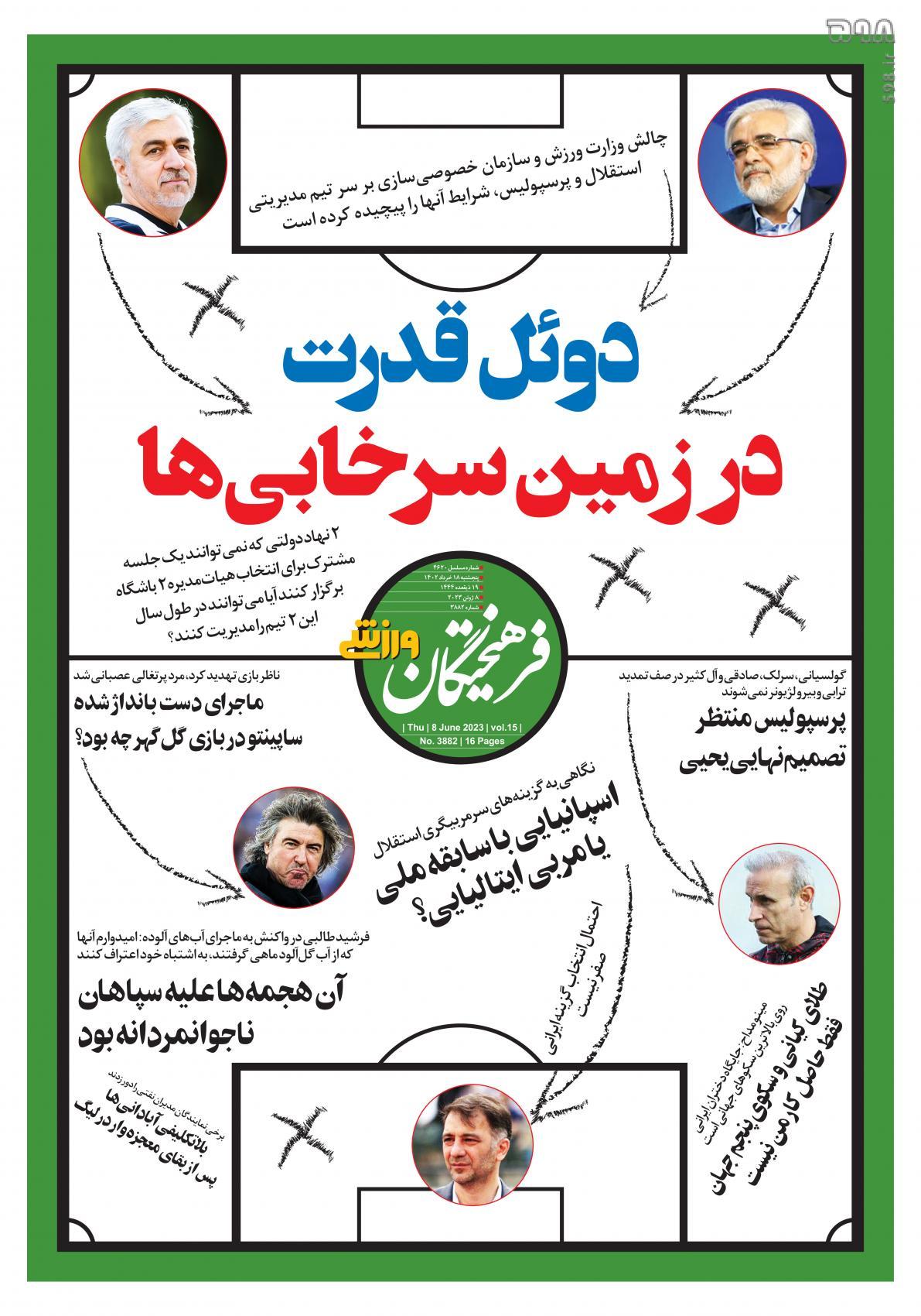 تصاویر| صفحه اول روزنامه‌های ورزشی ۱۸ خرداد