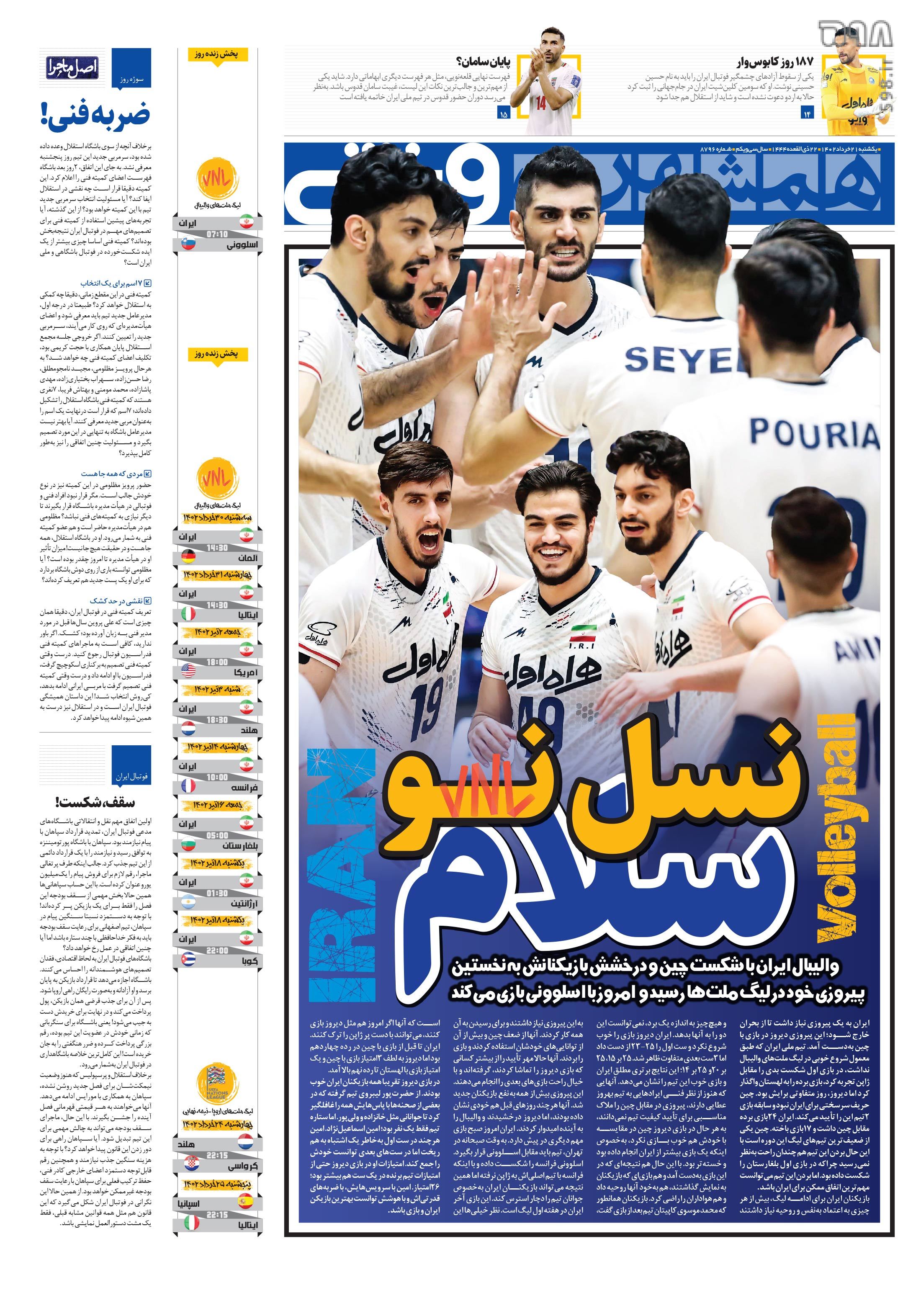 تصاویر| صفحه اول روزنامه‌های ورزشی ۲۱ خرداد