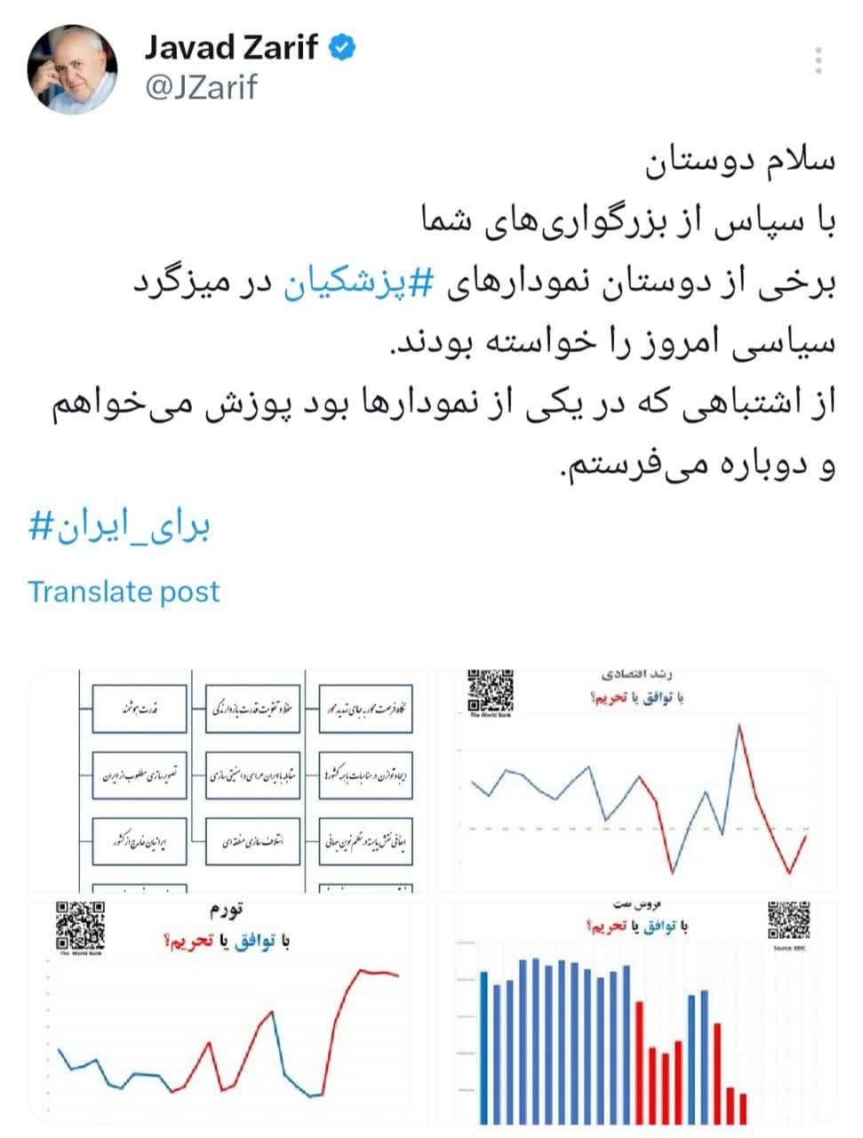 ظریف: پوزش می‌خواهم نموداری که در تلویزیون نشان دادم اشتباه بود!