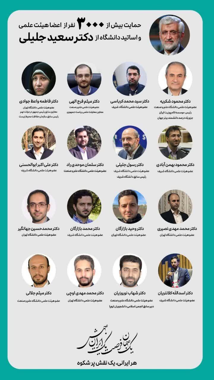 موج حمایت اساتید و اعضای هیئت علمی از دکتر سعید جلیلی